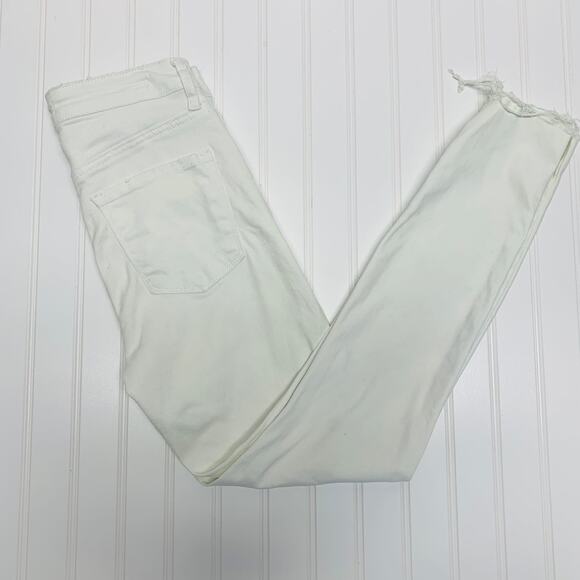 STS High Rise Ankle Skinny Jeans White Raw Hem 27 - Picture 1 of 9